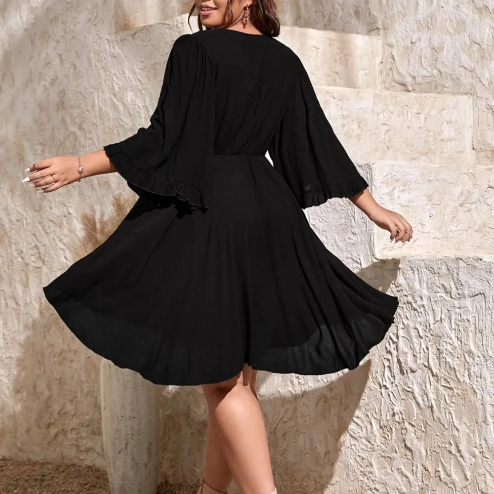 Plus Embroidered Butterfly Sleeve Western Dress - Picture 5 of 11